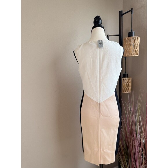Ann Taylor Dress Sleeveless Sheath Black Cream Tan Size 8P NWT - Picture 2 of 5